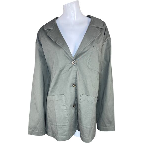 Joan Rivers Signature Twill Chore Jacket with Buttons Dusty Olive 1X NWOT - Picture 1 of 13